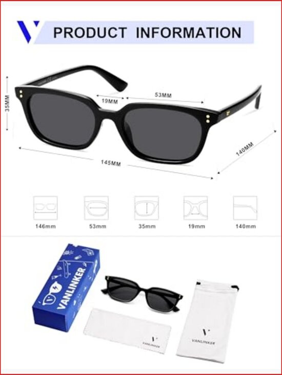 Polarized Square Cat Eye Sunglasses for Women Men Retro Shades UV400